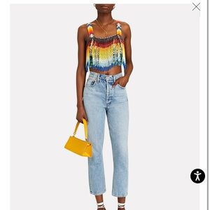 FRAM RIO AWAVENA BEADED FRINGE CROP TOP NWT